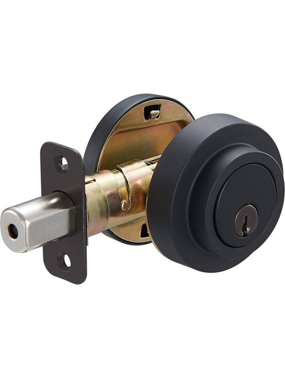 Amazon Basics NEW Open Box Contemporary Round Deadbolt Black Matte Finish